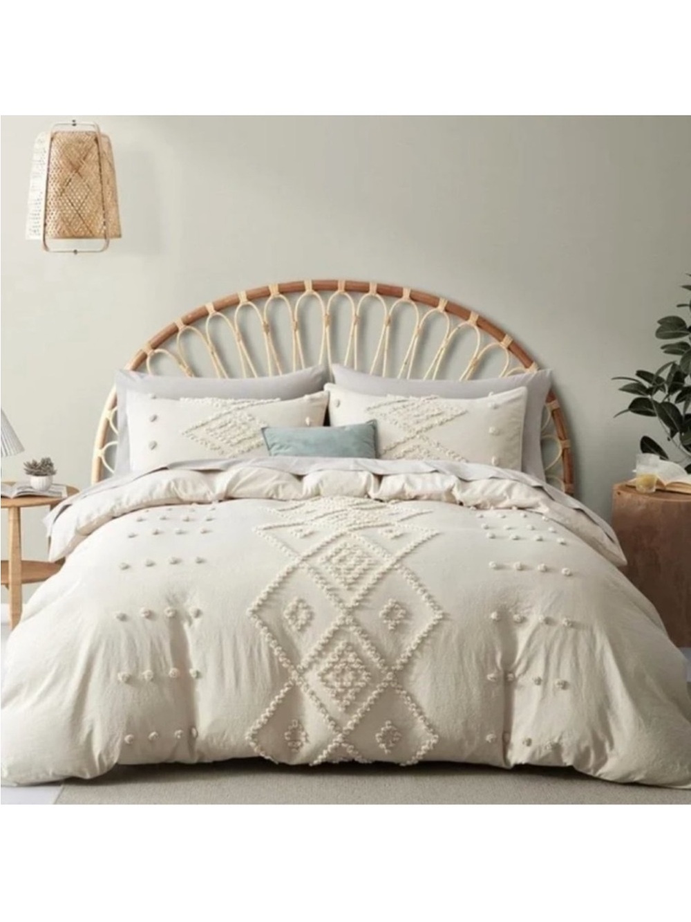 New Cream Boho King Tassel Comforter Duvet Blanket & Sham
